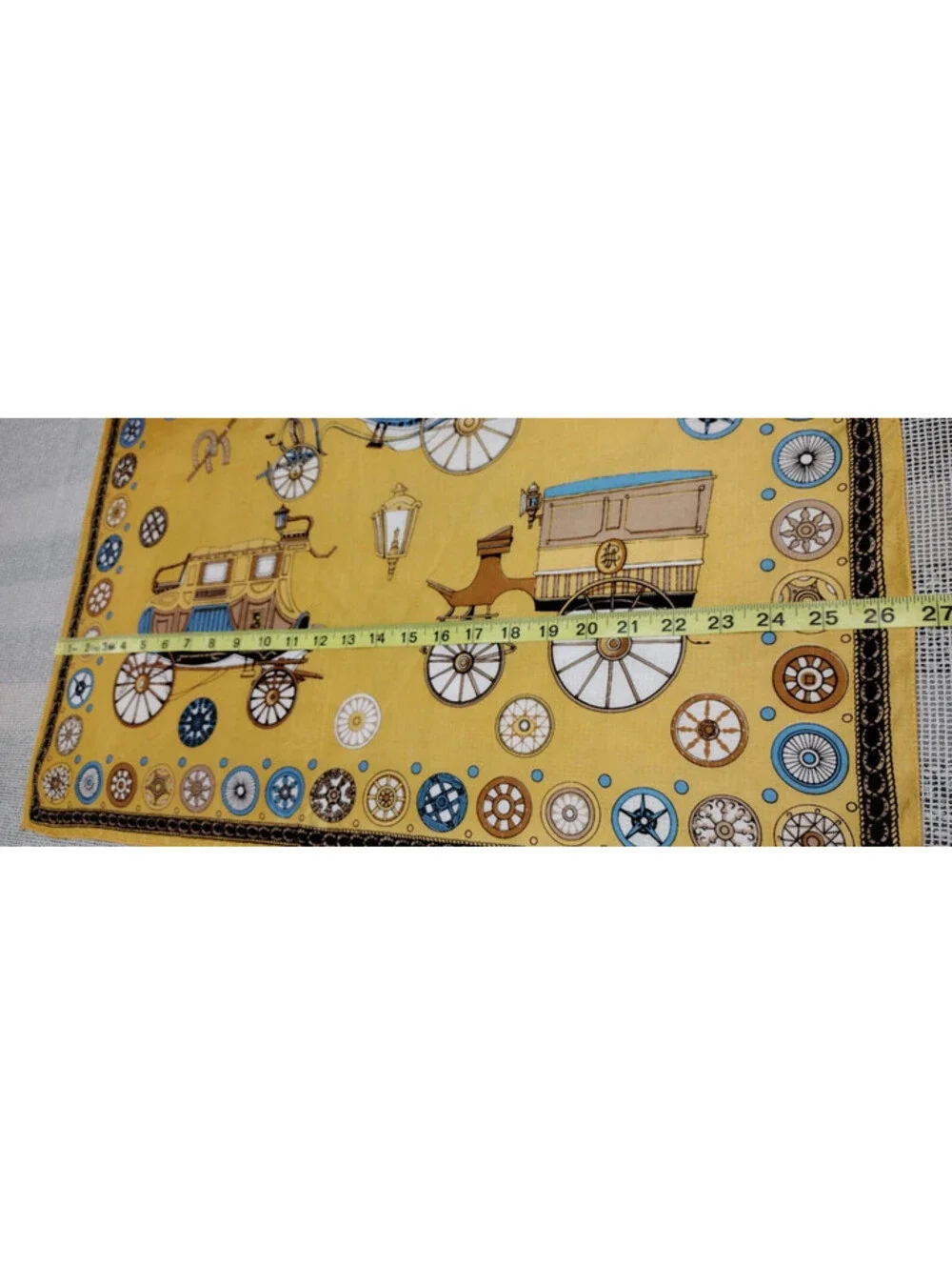 Vintage 1960s Carriages Scarf Lilly D'or Dandy Mustard Victorian Acetate ITALY